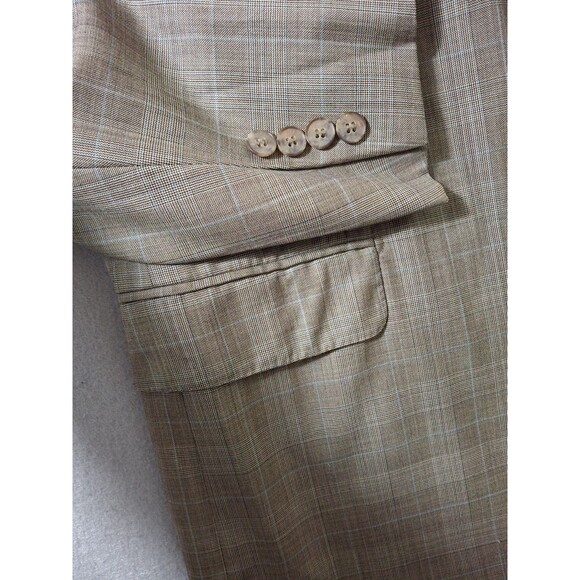 Ermenegildo Zegna Sport Coat Mens 44L Beige Brown Check Plaid Wool Jacket - Picture 4 of 14